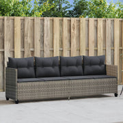 Ligbed 204x55x69.5 cm poly rattan grijs met kussen