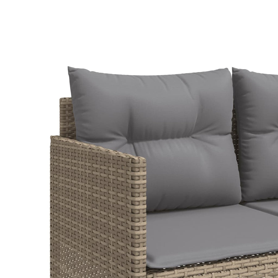 Ligbed met kussens poly rattan Beige en grijs zonder luifel