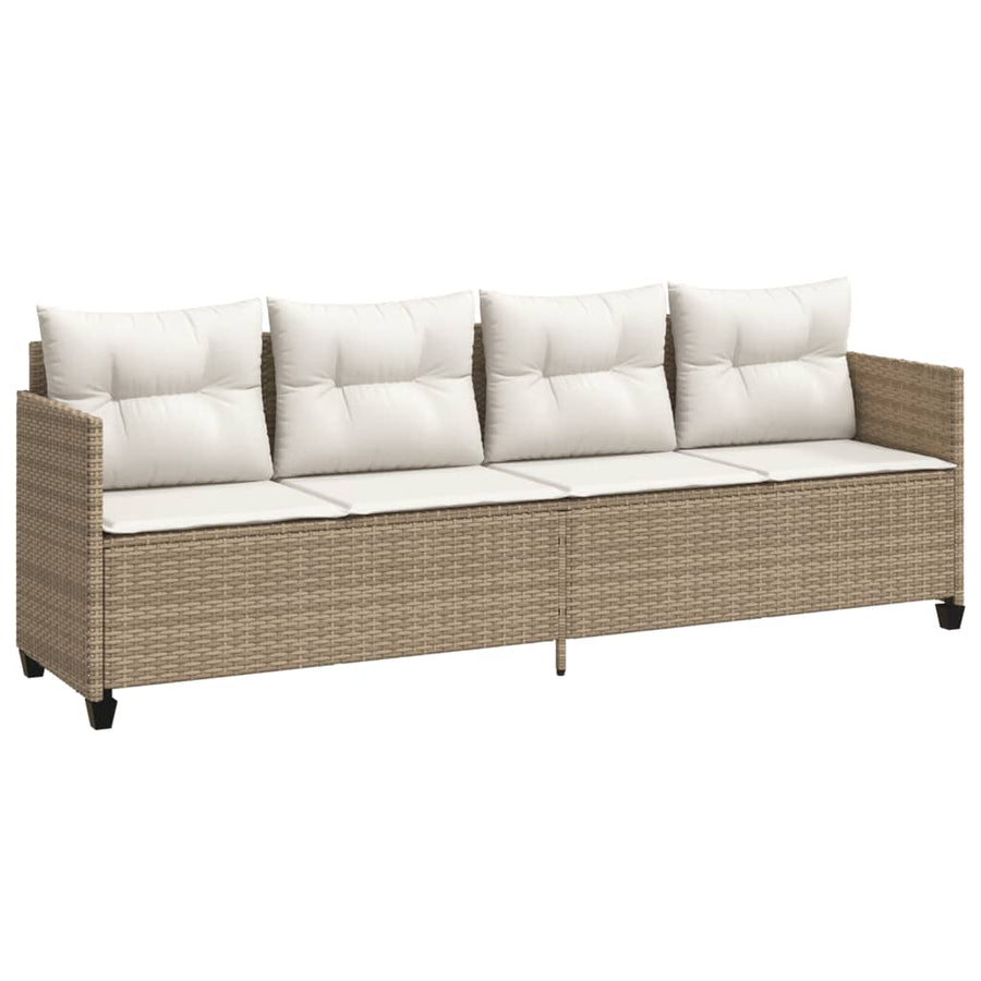 Ligbed Met Kussens Poly Rattan Beige beige and cream zonder luifel