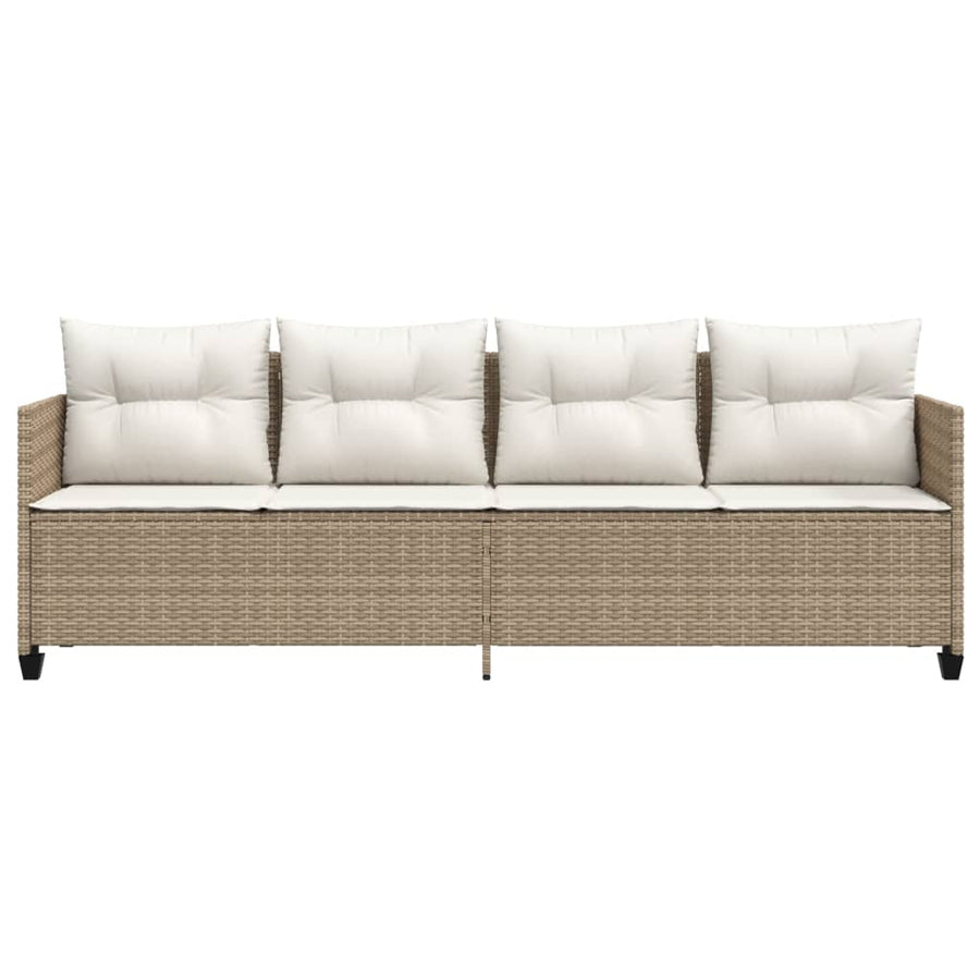 Ligbed Met Kussens Poly Rattan Beige beige and cream zonder luifel