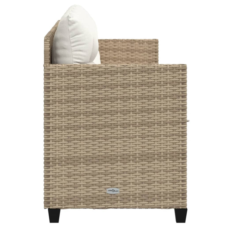 Ligbed Met Kussens Poly Rattan Beige beige and cream zonder luifel