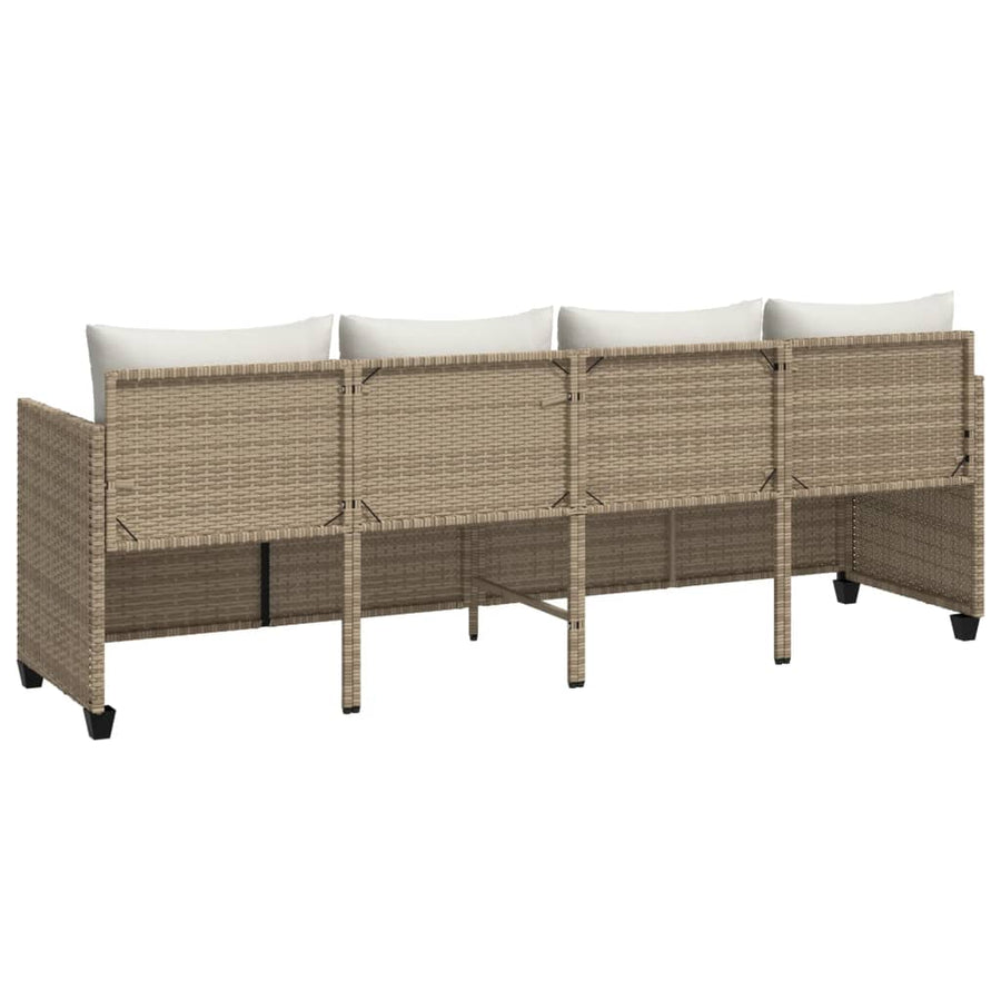 Ligbed Met Kussens Poly Rattan Beige beige and cream zonder luifel