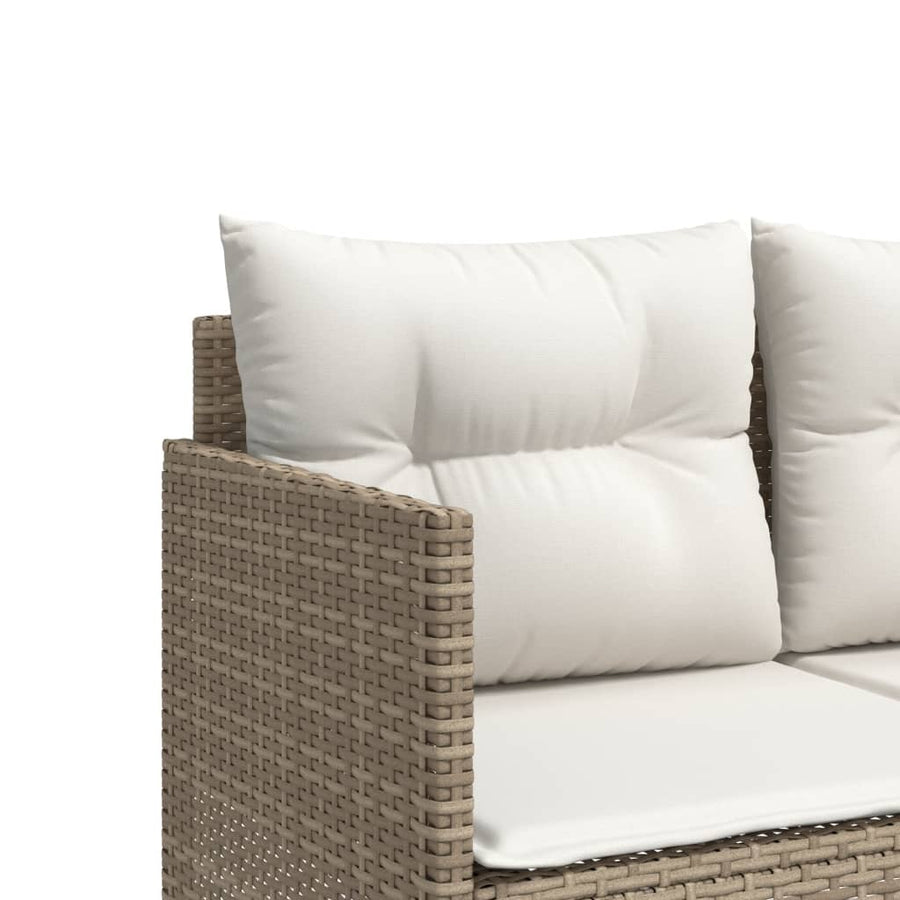 Ligbed Met Kussens Poly Rattan Beige beige and cream zonder luifel