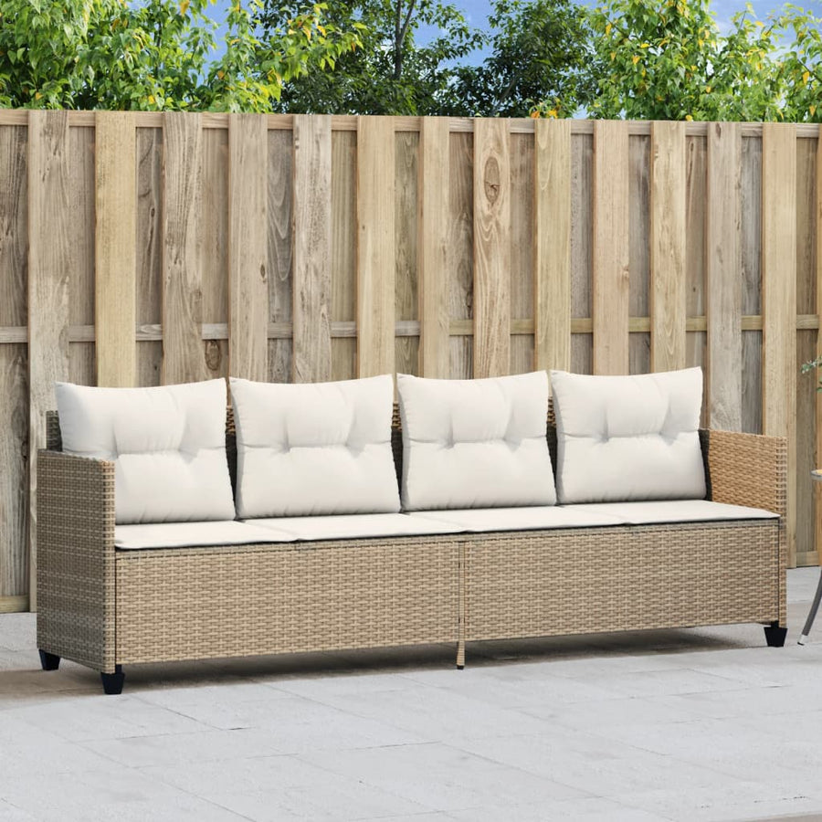Ligbed Met Kussens Poly Rattan Beige beige and cream zonder luifel