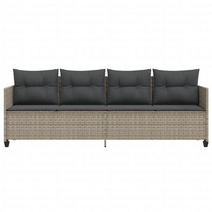 Ligbed Met Kussen Poly Rattan Lichtgrijs