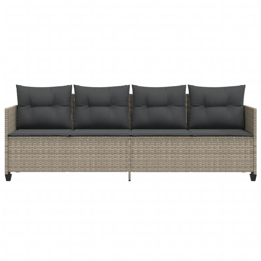 Ligbed Met Kussen Poly Rattan Lichtgrijs
