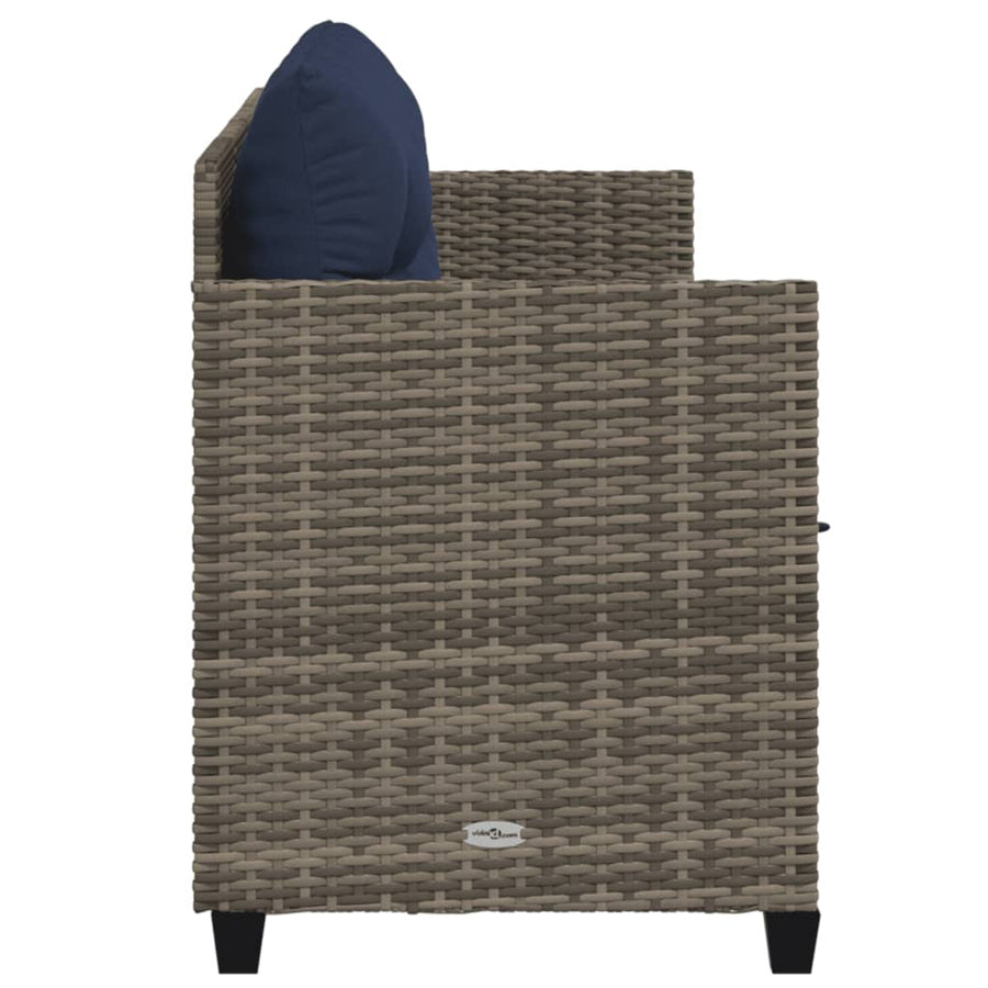 Ligbed met kussen poly rattan grijs