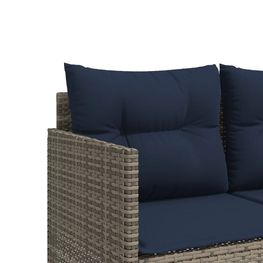Ligbed met kussen poly rattan grijs