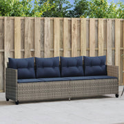 Ligbed poly rattan grijs met kussen