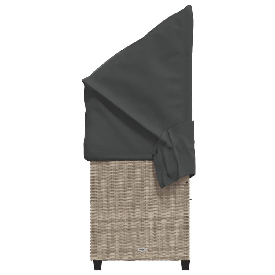 Ligbed Met Luifel En Kussens Poly Rattan  Lichtgrijs with canopy