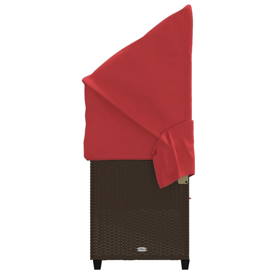 Ligbed Met Luifel En Kussens Poly Rattan Bruin
