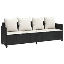 Ligbed Met Kussens Poly Rattan Zwart en crème without canopy
