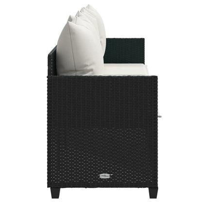 Ligbed Met Kussens Poly Rattan Zwart en crème without canopy