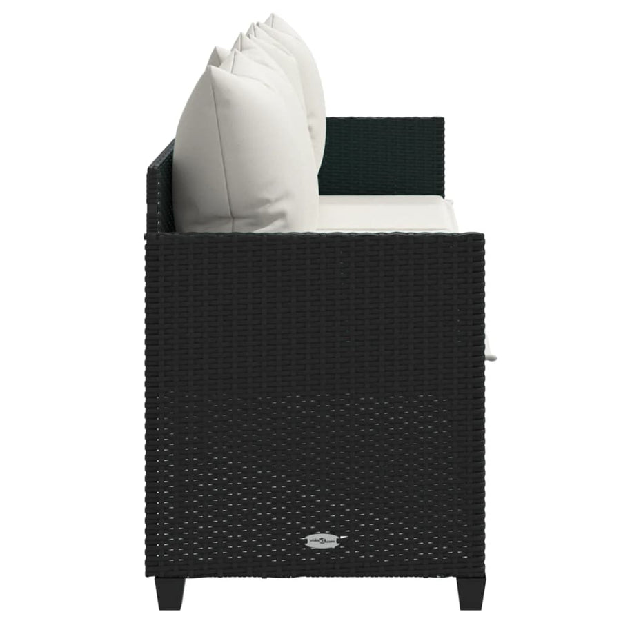 Ligbed Met Kussens Poly Rattan Zwart en crème without canopy