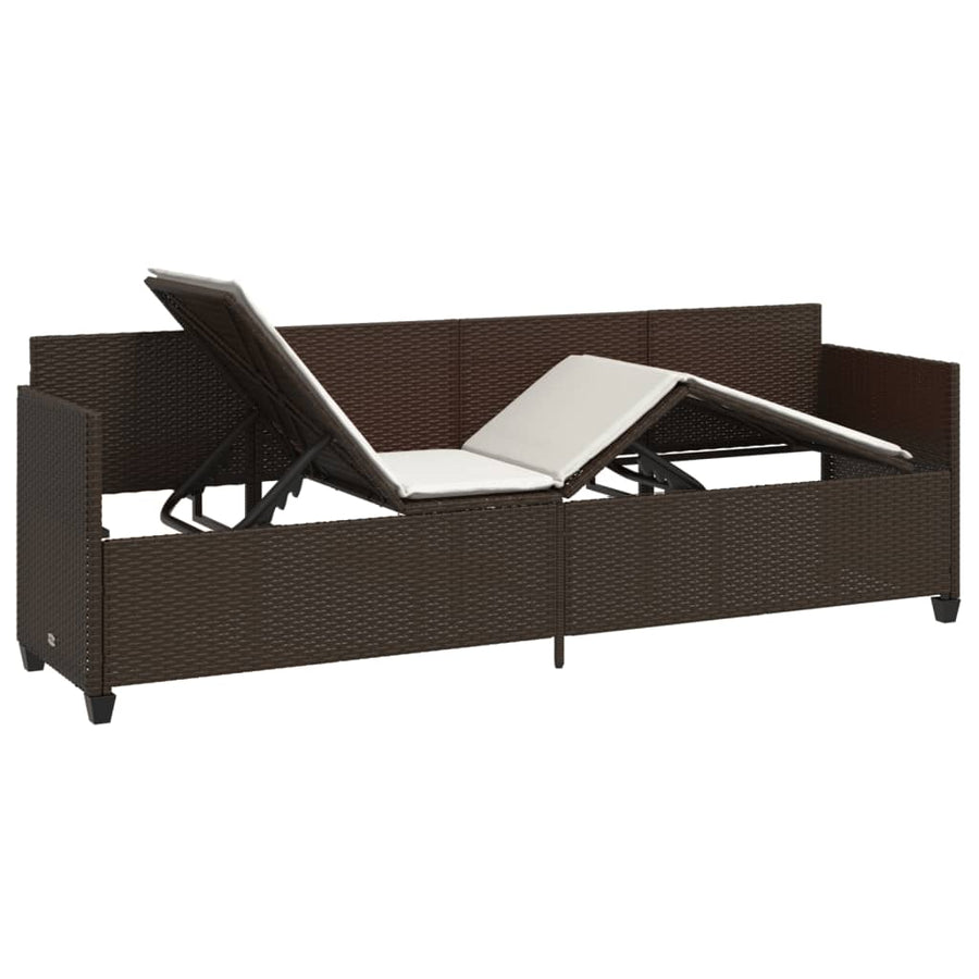 Ligbed Met Kussens Poly Rattan Bruin en crème without canopy