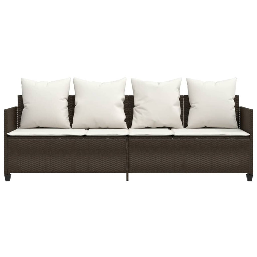 Ligbed Met Kussens Poly Rattan Bruin en crème without canopy