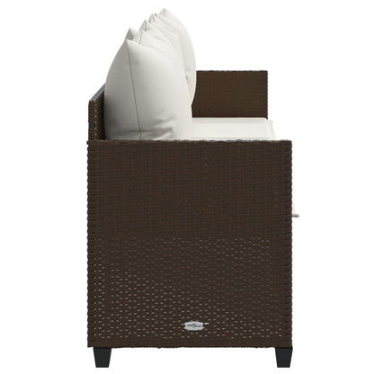 Ligbed Met Kussens Poly Rattan Bruin en crème without canopy