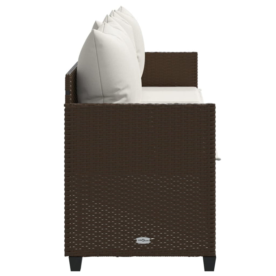 Ligbed Met Kussens Poly Rattan Bruin en crème without canopy