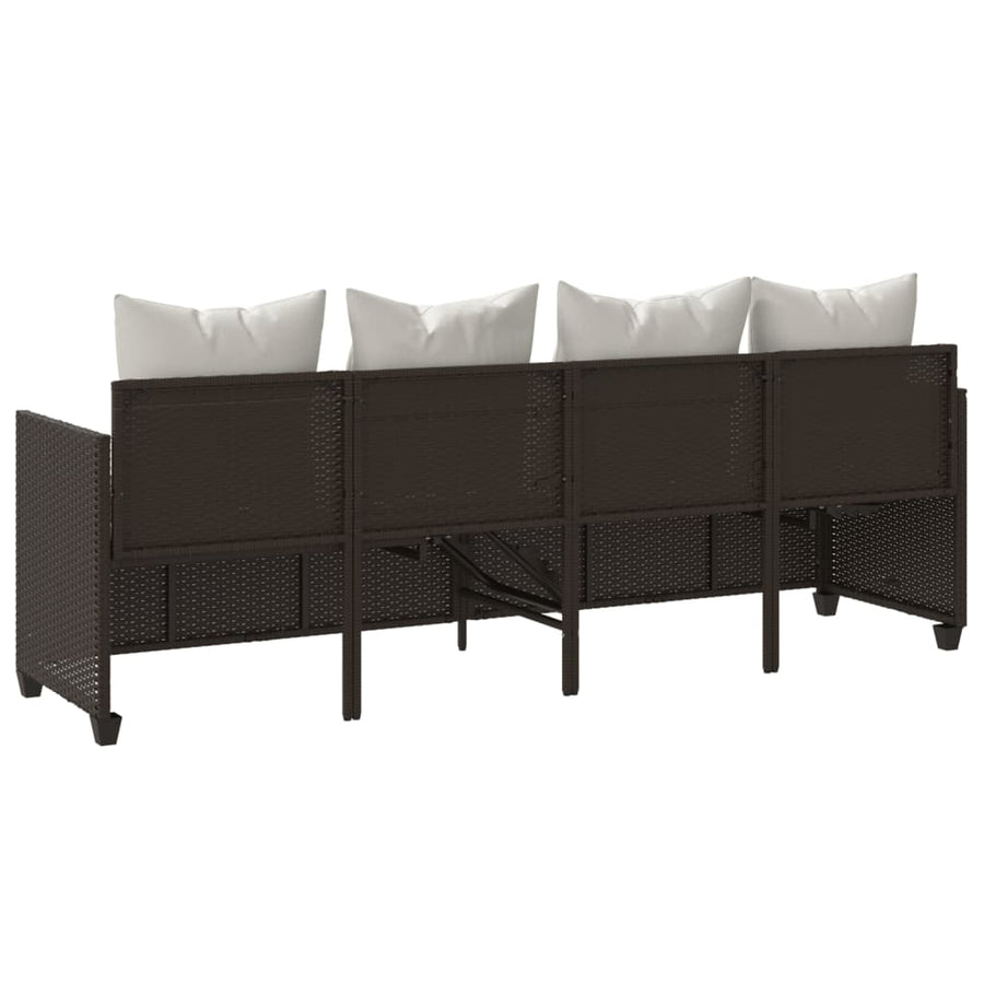 Ligbed Met Kussens Poly Rattan Bruin en crème without canopy