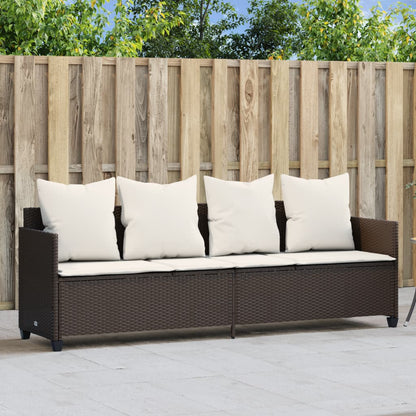 Ligbed Met Kussens Poly Rattan Bruin en crème without canopy
