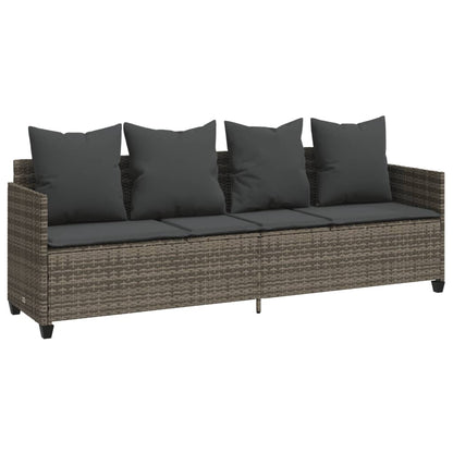 Ligbed Met Kussen Poly Rattan Grijs without canopy