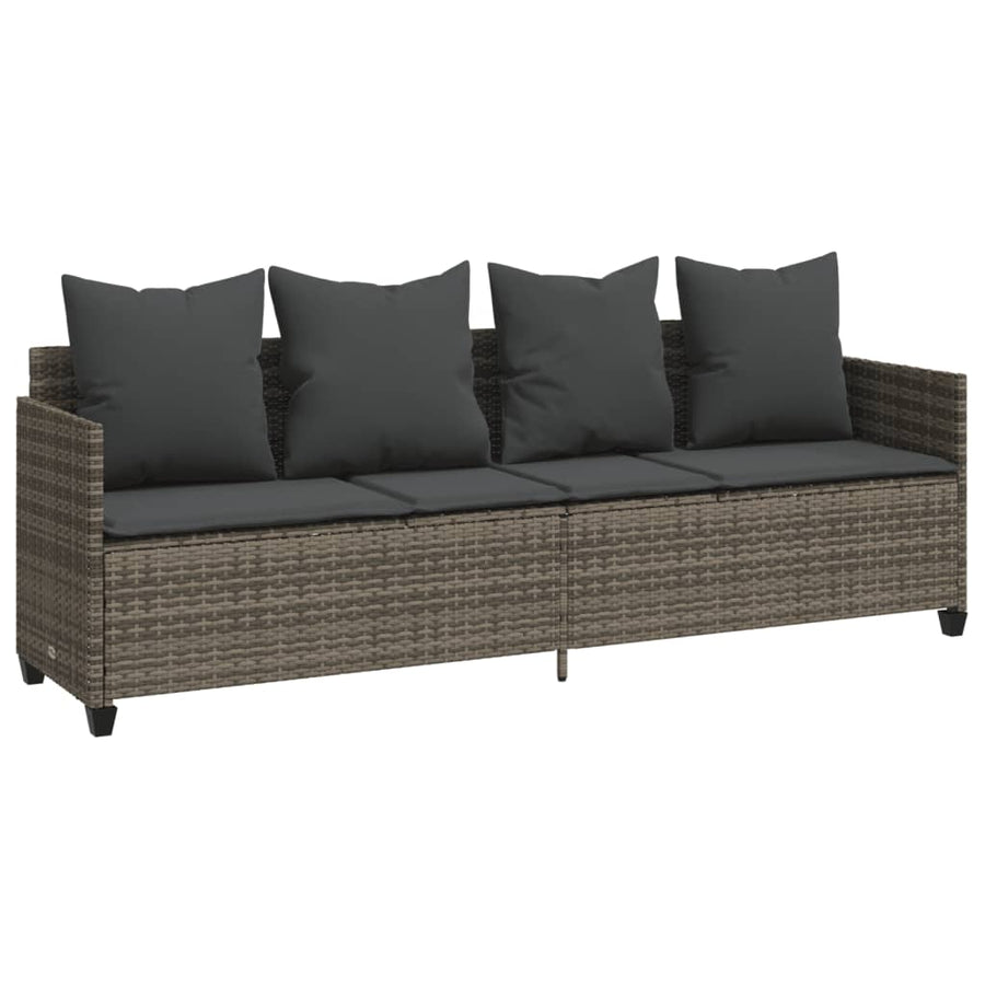 Ligbed Met Kussen Poly Rattan Grijs without canopy