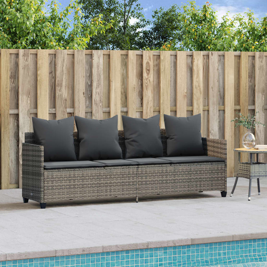Ligbed Met Kussen Poly Rattan Grijs without canopy