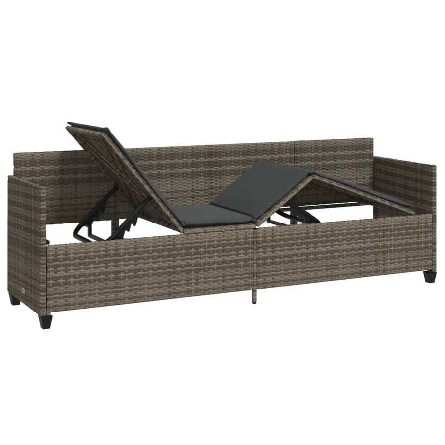 Ligbed Met Kussen Poly Rattan Grijs without canopy