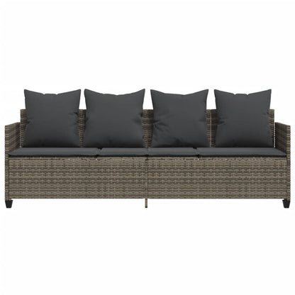 Ligbed Met Kussen Poly Rattan Grijs without canopy