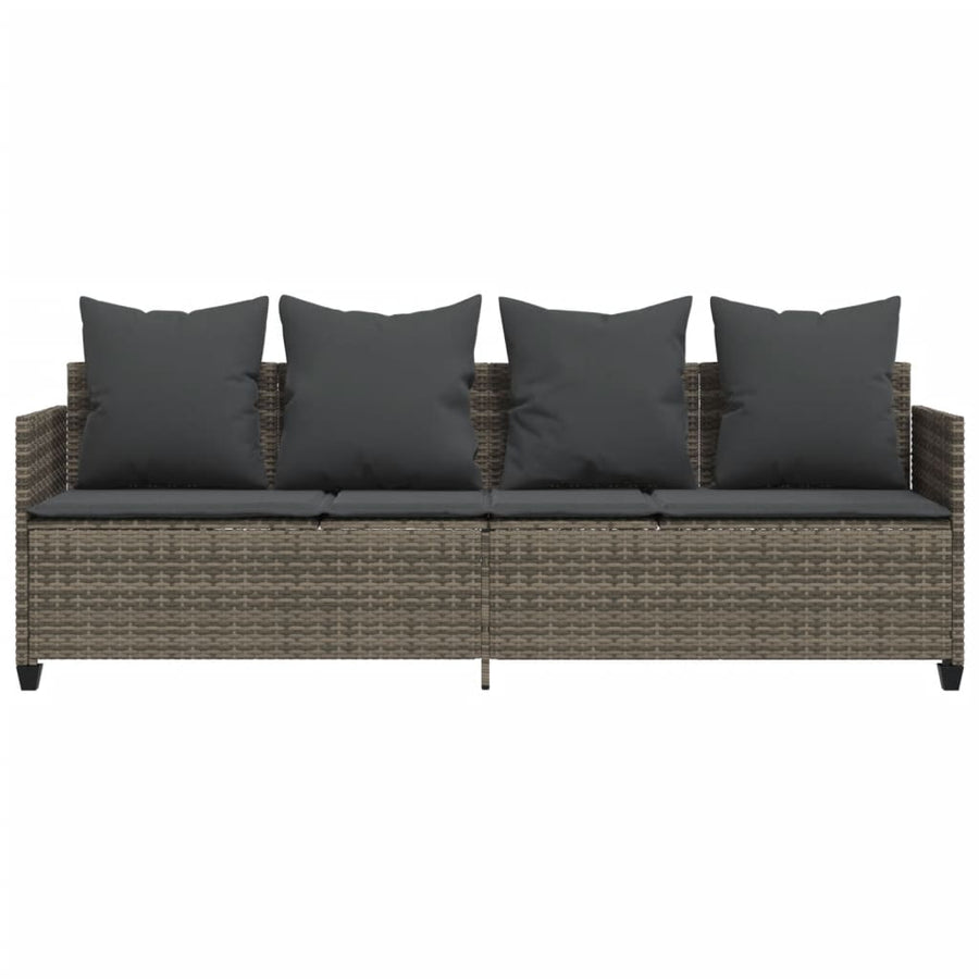 Ligbed Met Kussen Poly Rattan Grijs without canopy