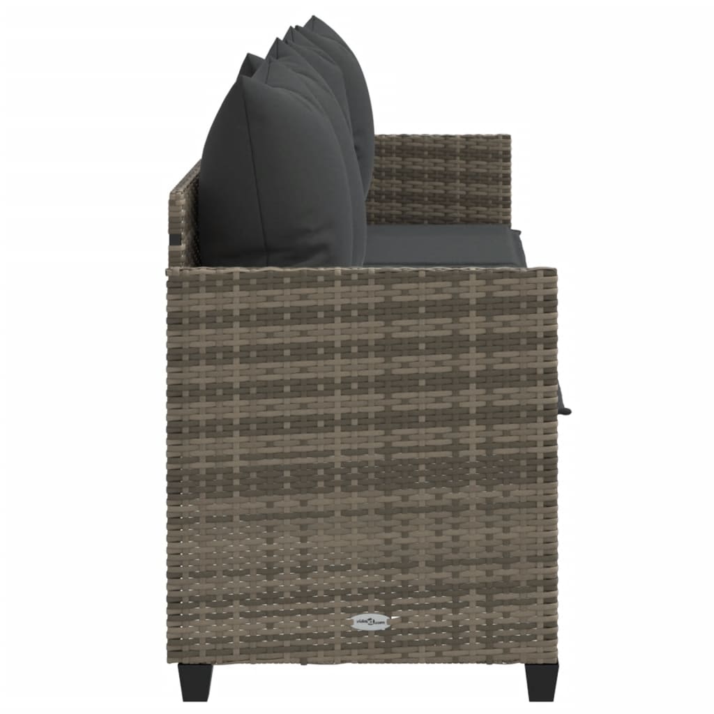 Ligbed Met Kussen Poly Rattan Grijs without canopy
