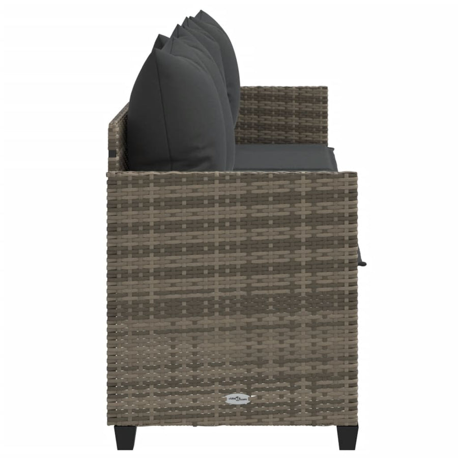 Ligbed Met Kussen Poly Rattan Grijs without canopy