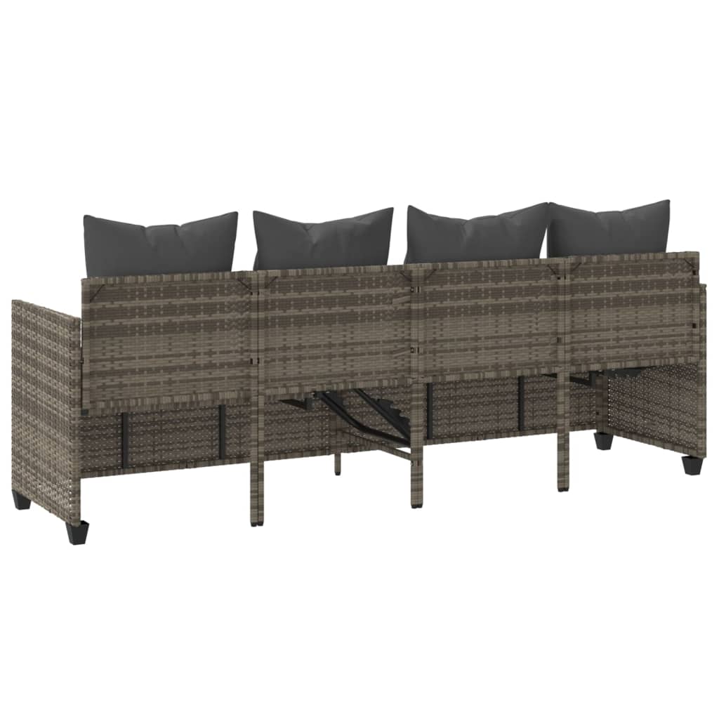 Ligbed Met Kussen Poly Rattan Grijs without canopy