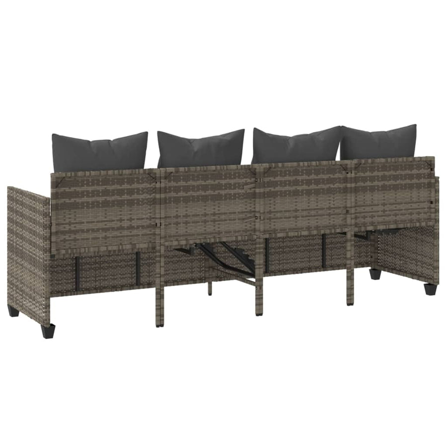 Ligbed Met Kussen Poly Rattan Grijs without canopy
