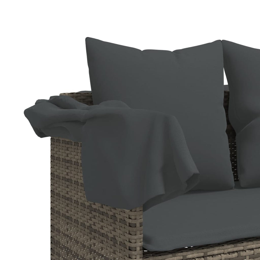 Ligbed Met Kussen Poly Rattan Grijs without canopy