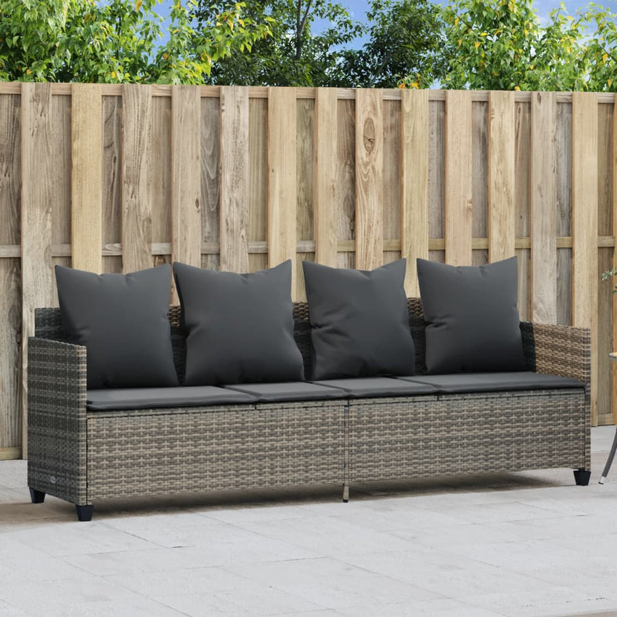 Ligbed Met Kussen Poly Rattan Grijs without canopy