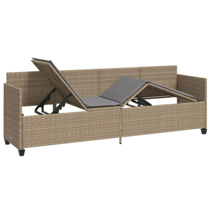 Ligbed Met Kussens Poly Rattan Beige en grijs without canopy