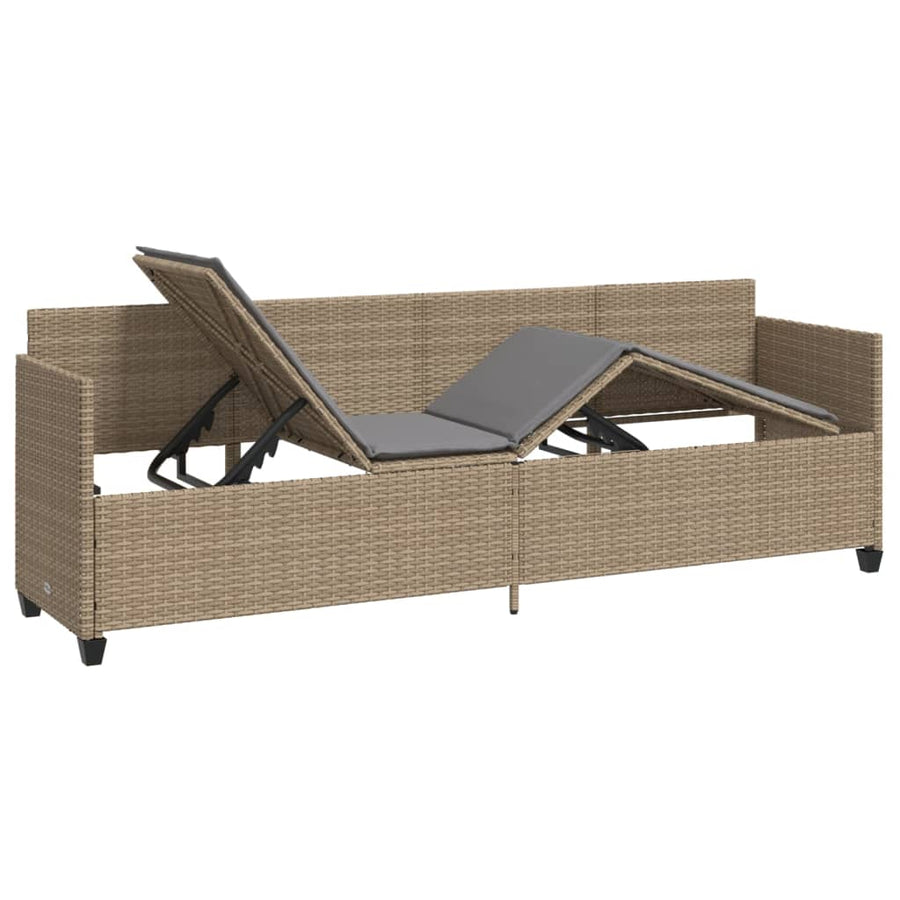 Ligbed Met Kussens Poly Rattan Beige en grijs without canopy