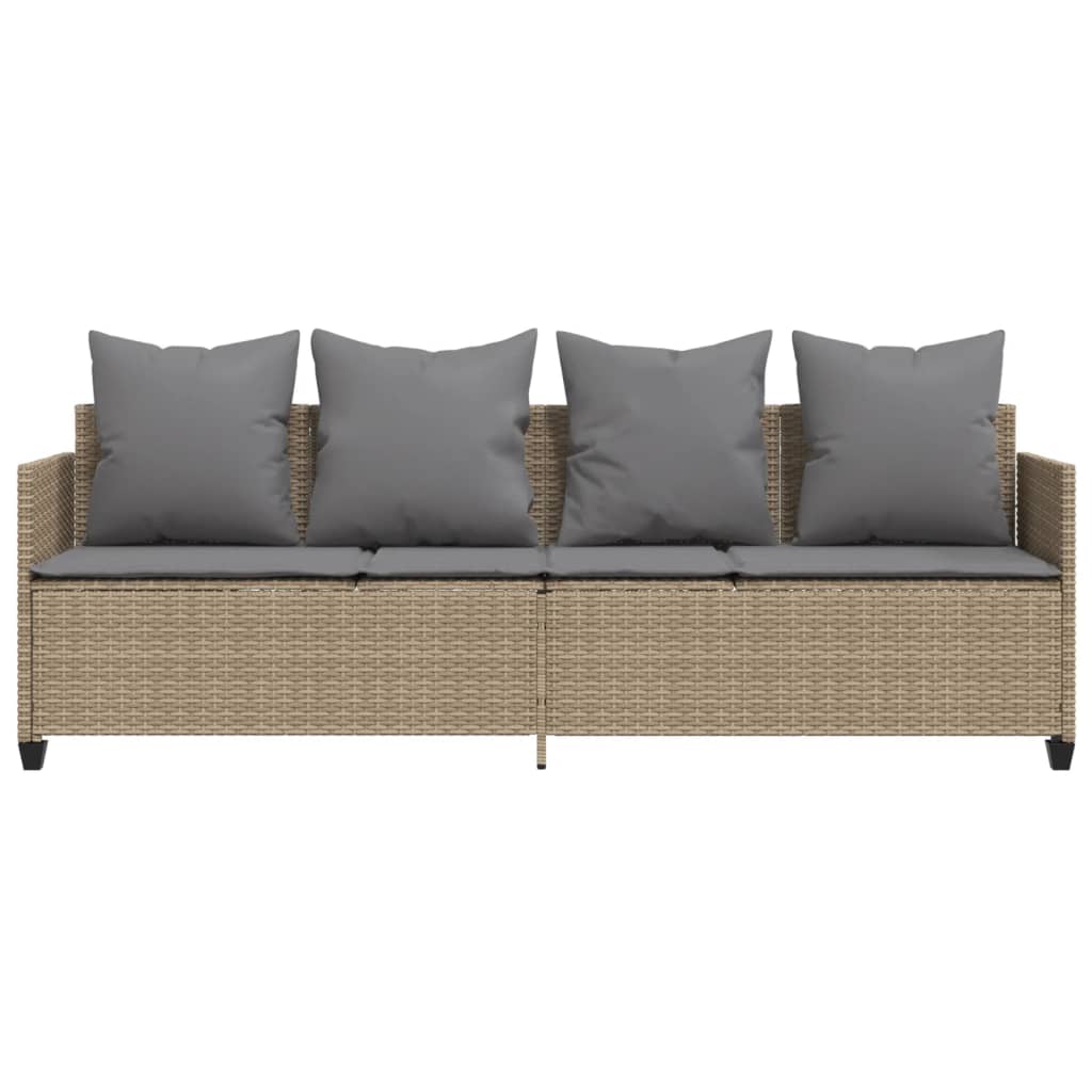 Ligbed Met Kussens Poly Rattan Beige en grijs without canopy