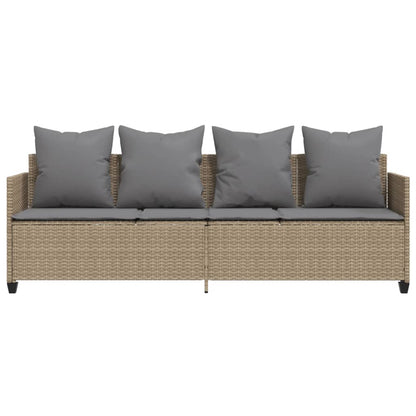 Ligbed Met Kussens Poly Rattan Beige en grijs without canopy