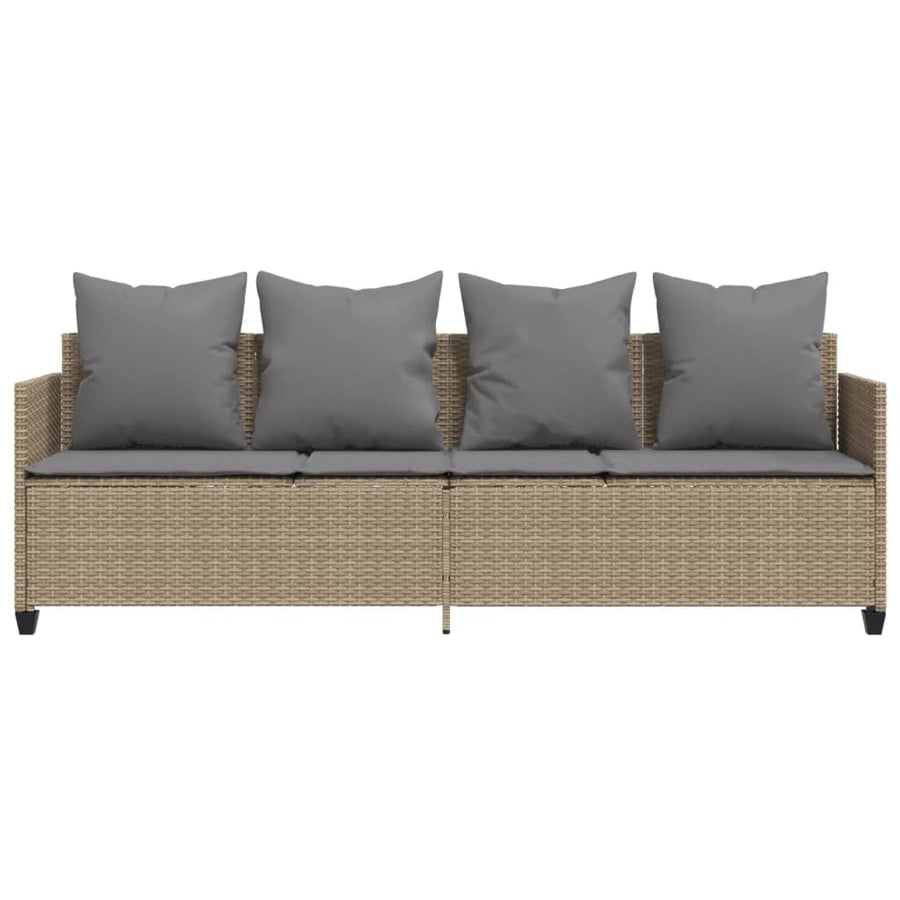 Ligbed Met Kussens Poly Rattan Beige en grijs without canopy
