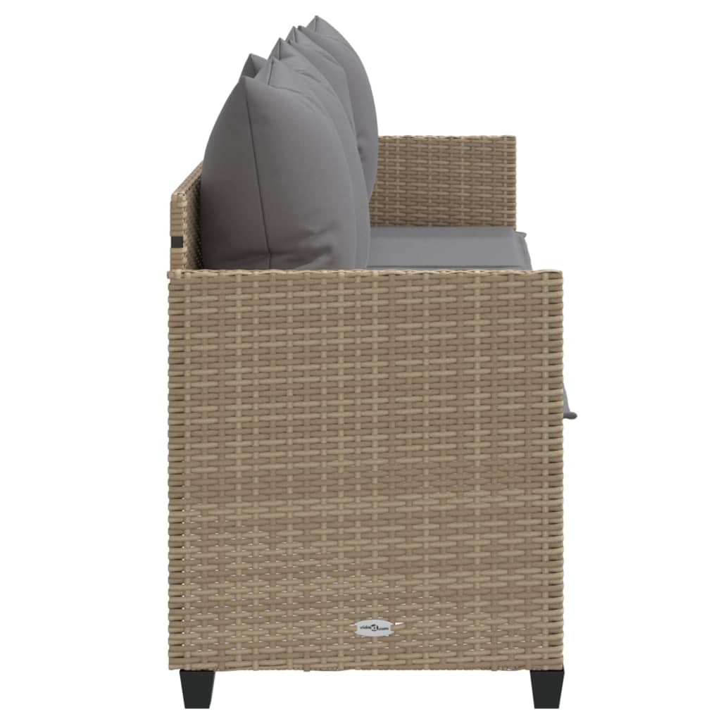 Ligbed Met Kussens Poly Rattan Beige en grijs without canopy