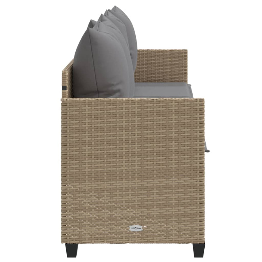 Ligbed Met Kussens Poly Rattan Beige en grijs without canopy