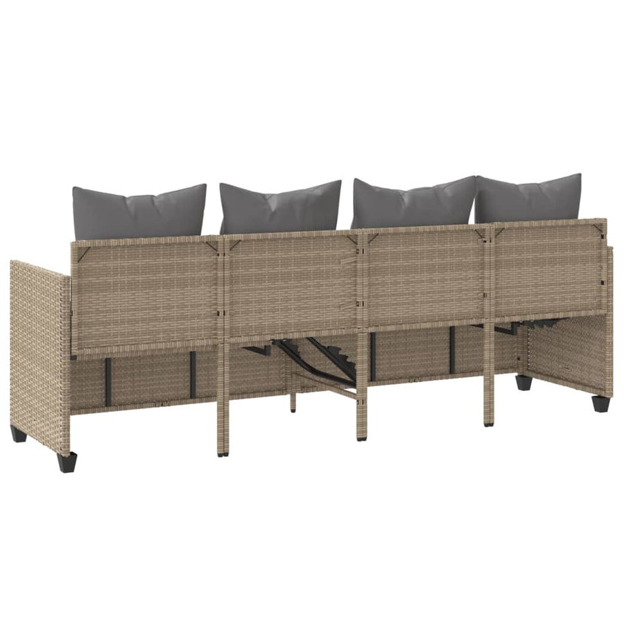 Ligbed Met Kussens Poly Rattan Beige en grijs without canopy