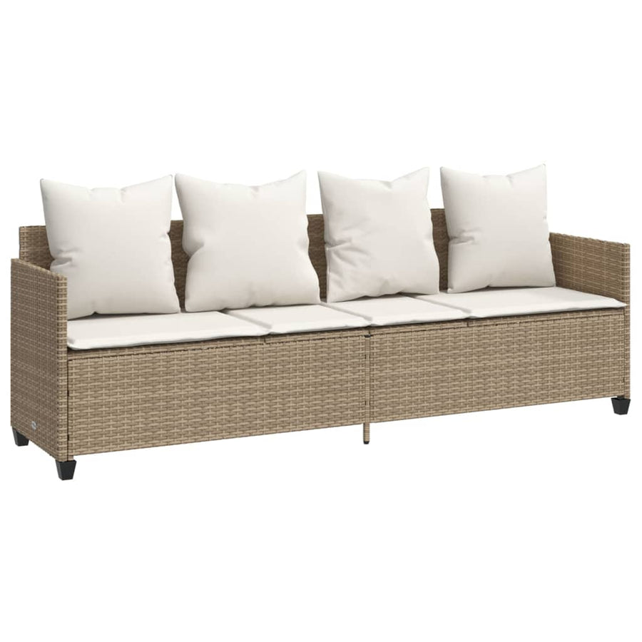 Ligbed Met Kussens Poly Rattan Beige beige and cream without canopy
