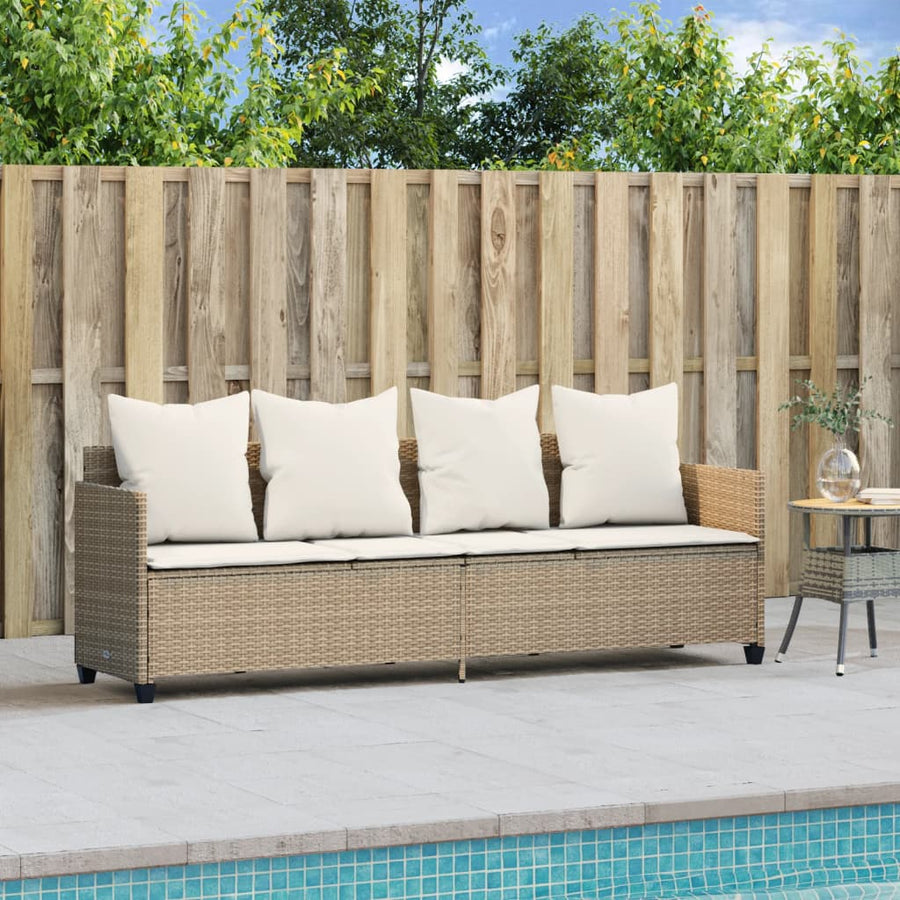 Ligbed Met Kussens Poly Rattan Beige beige and cream without canopy