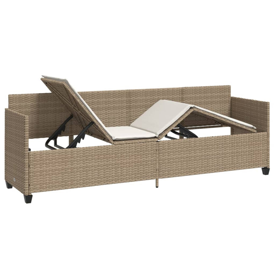 Ligbed Met Kussens Poly Rattan Beige beige and cream without canopy