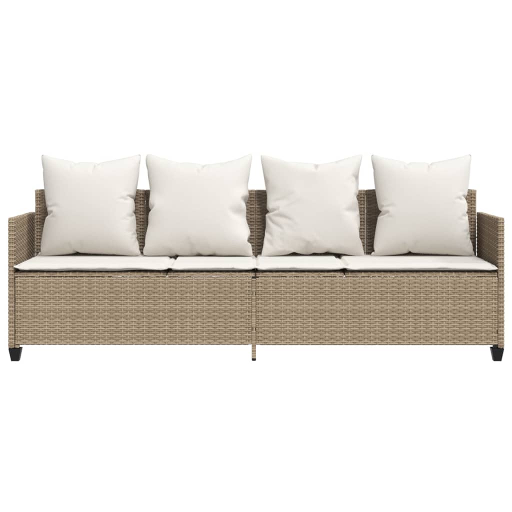 Ligbed Met Kussens Poly Rattan Beige beige and cream without canopy