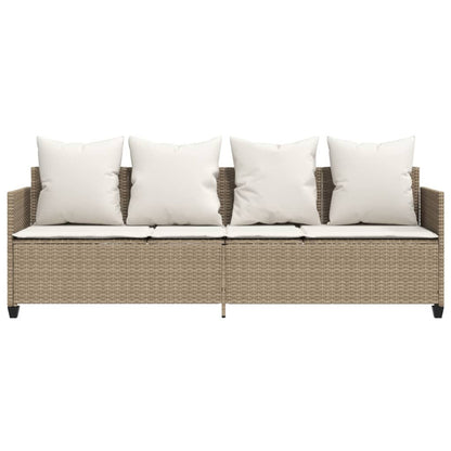 Ligbed Met Kussens Poly Rattan Beige beige and cream without canopy