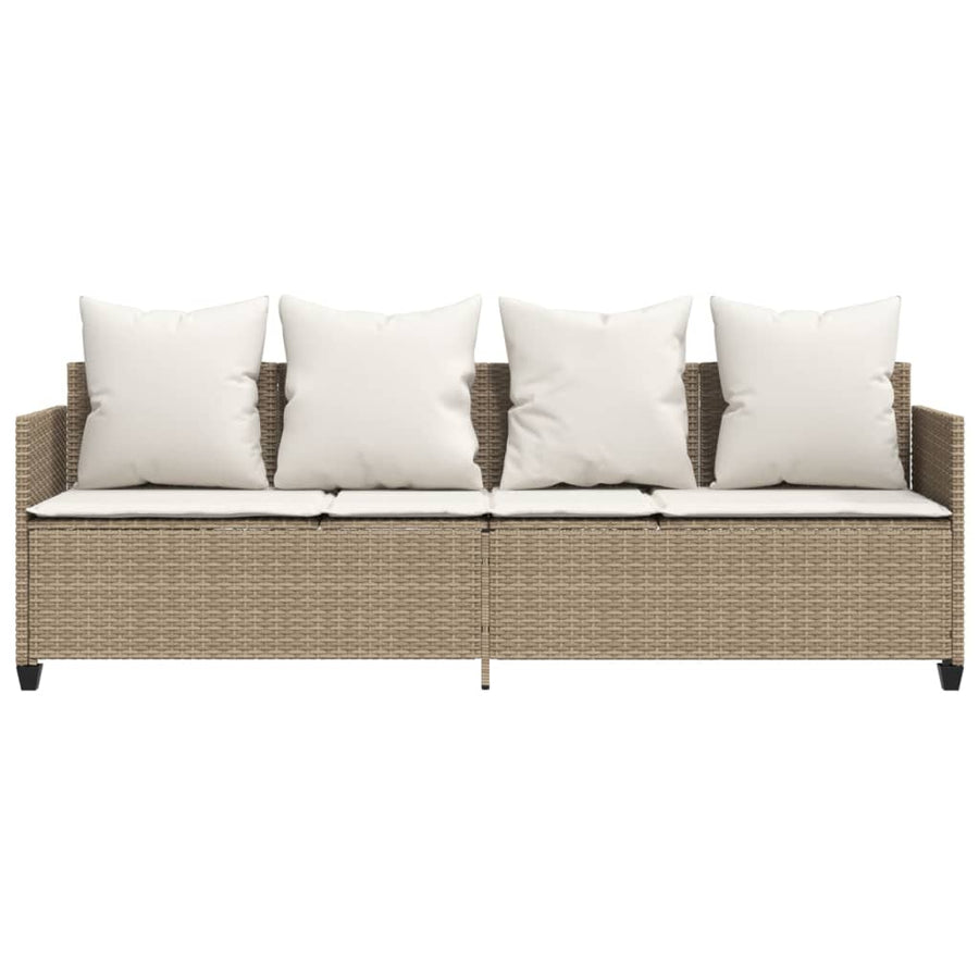 Ligbed Met Kussens Poly Rattan Beige beige and cream without canopy
